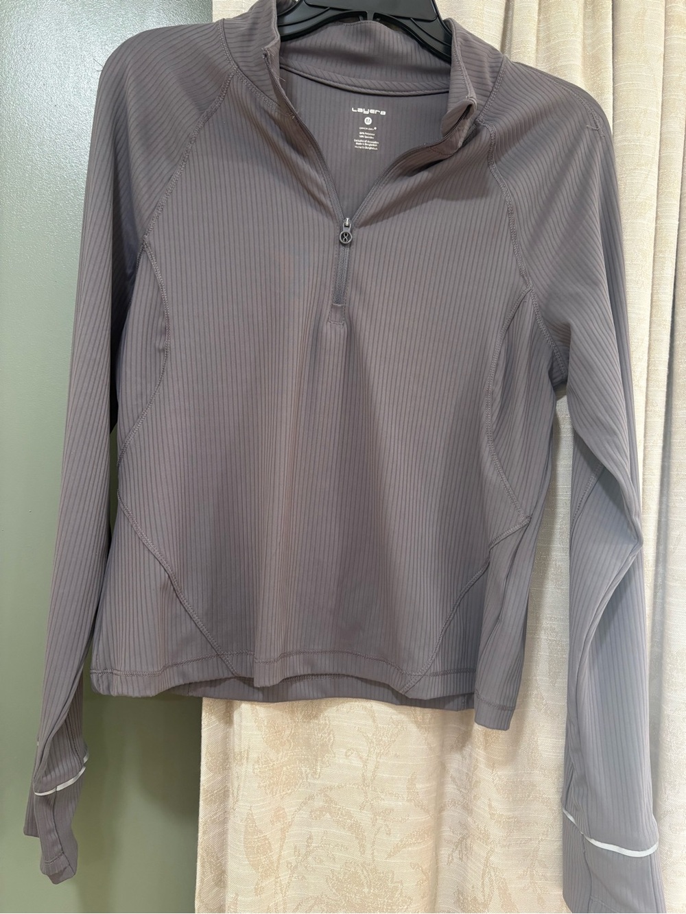 Layer 8 Gray Ribbed Long-Sleeve Half-Zip Top